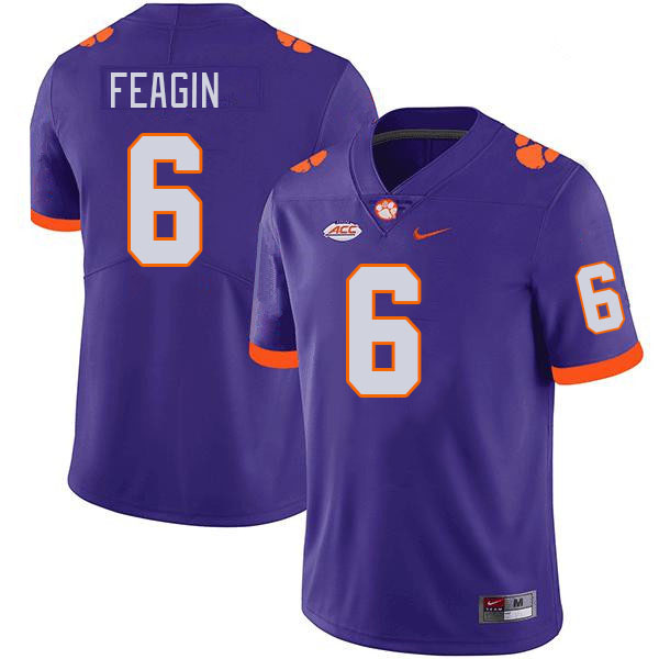 Men #6 Tavoy Feagin Clemson Tigers College Football Jerseys Stitched-Purple